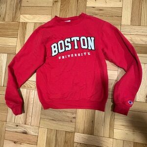 Champion Red Boston University Sweatshirt with White Lettering